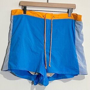 Vibrant Blue and Orange Women's Athletic Swim Shorts - Size: 20W